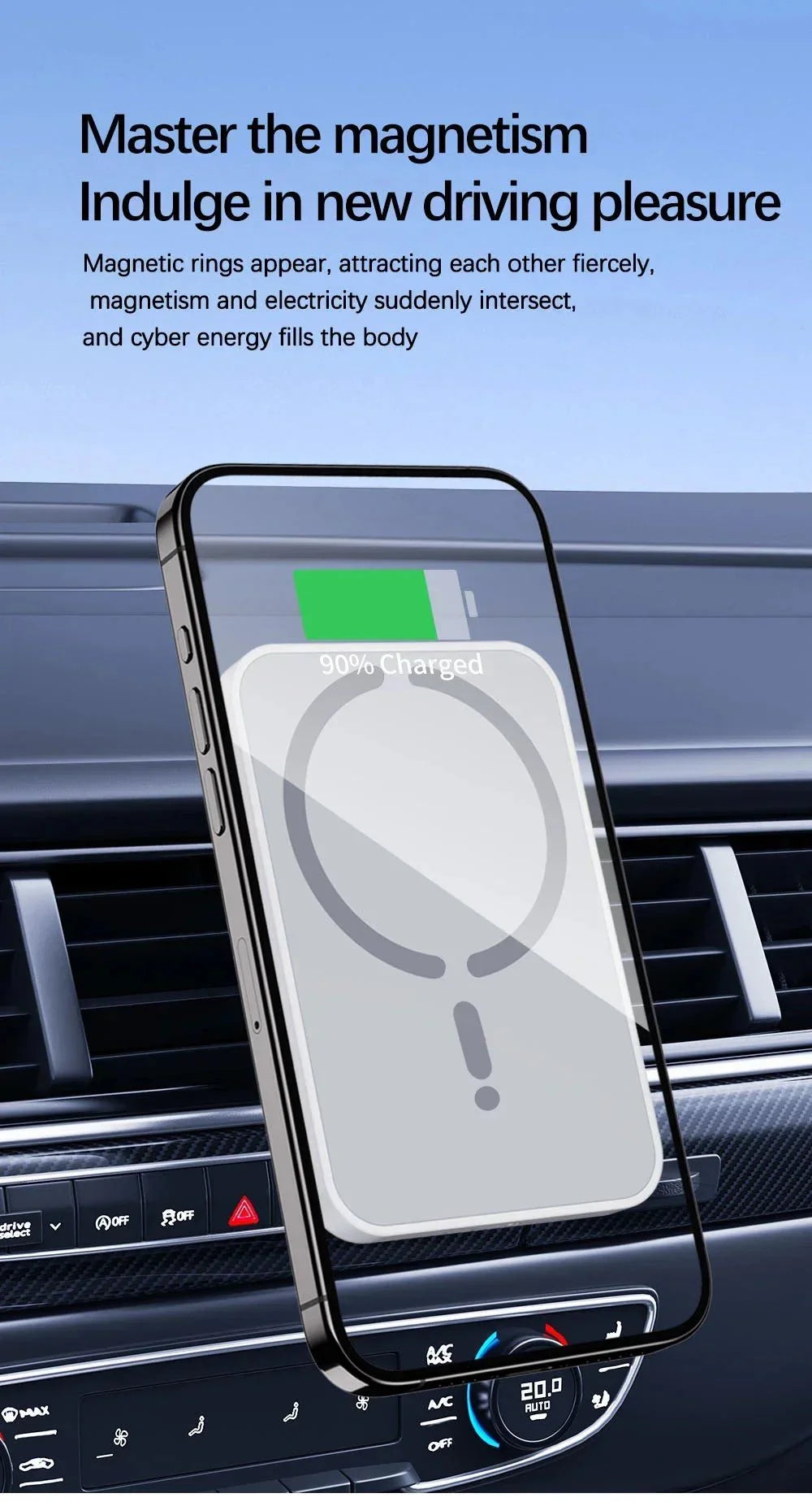 100W Magnetic Wireless Car Charger | Fast Car Phone Holder for iPhone 16 15 14 13 12