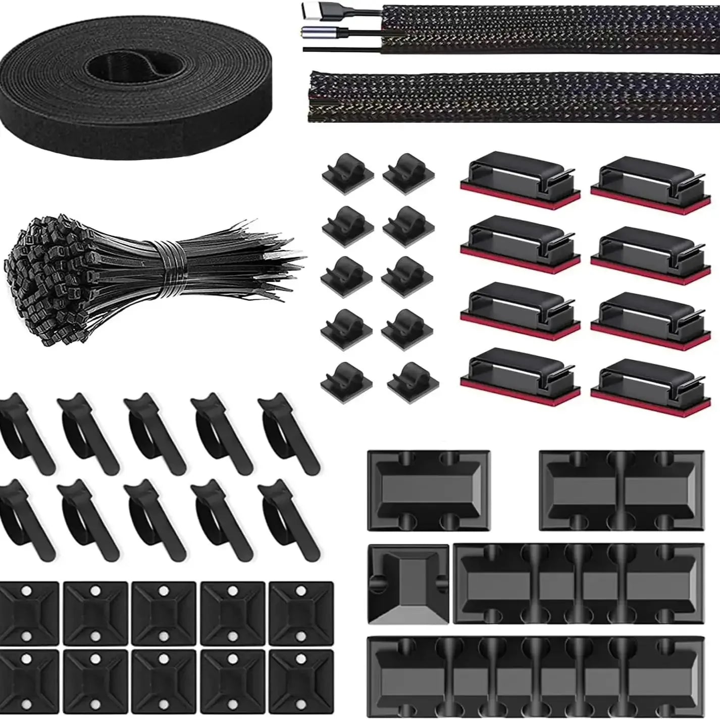 146-Piece Cable Organizer Set | Cord Management Kit with Adhesive Clips and Cable Sleeves