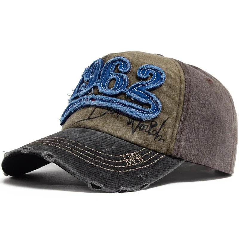 1962 Embroidery Vintage Washed Cotton Baseball Cap | Unisex Adjustable Snapback Hat