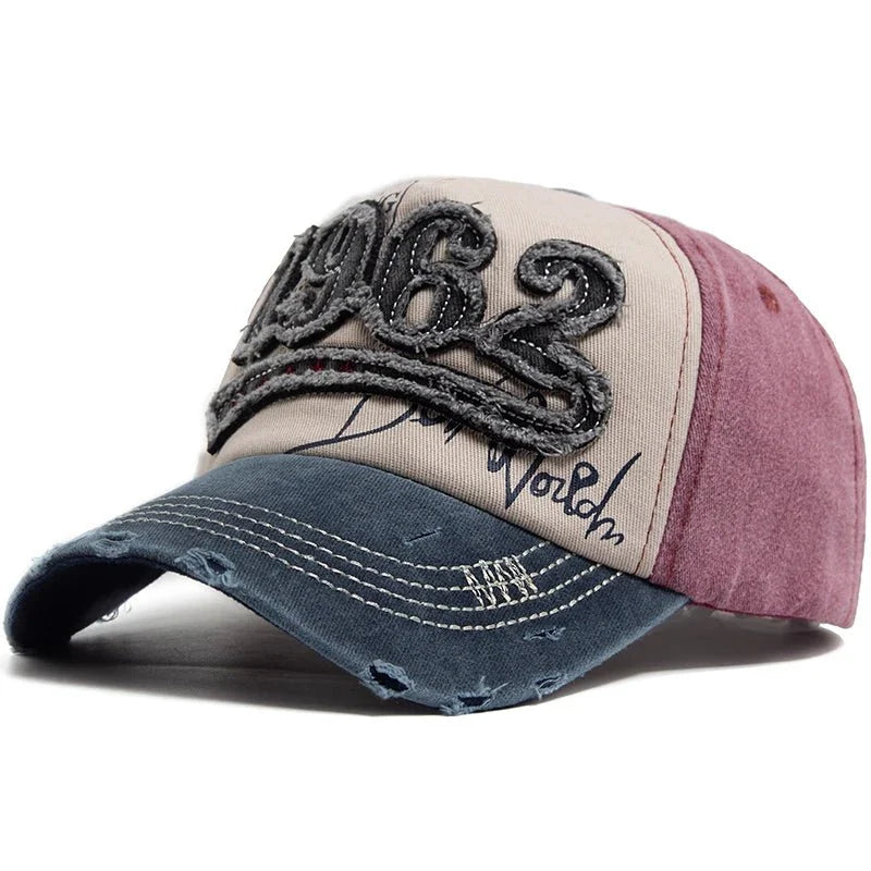 1962 Embroidery Vintage Washed Cotton Baseball Cap | Unisex Adjustable Snapback Hat