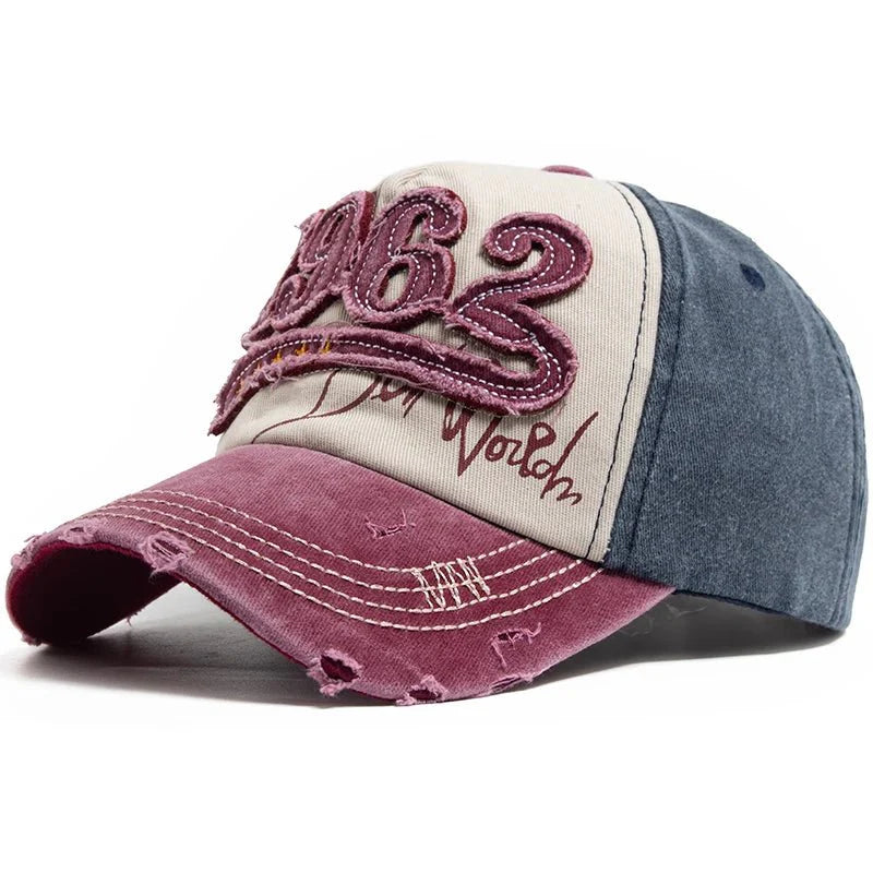 1962 Embroidery Vintage Washed Cotton Baseball Cap | Unisex Adjustable Snapback Hat