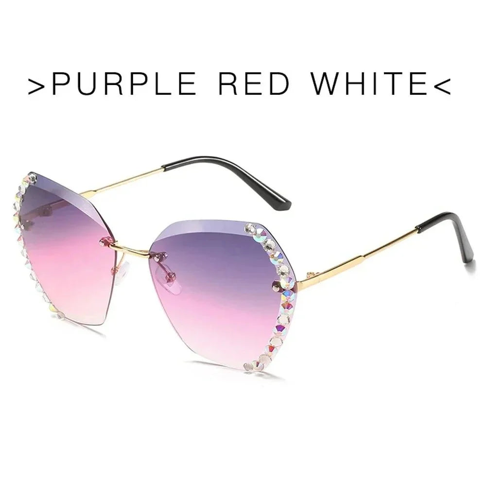 Vintage Oversized Rimless Sunglasses | Lightweight UV Protection Eyewear