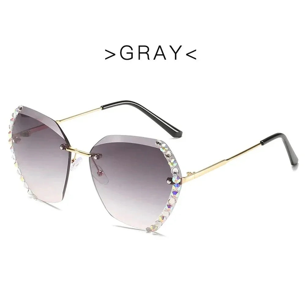 Vintage Oversized Rimless Sunglasses | Lightweight UV Protection Eyewear