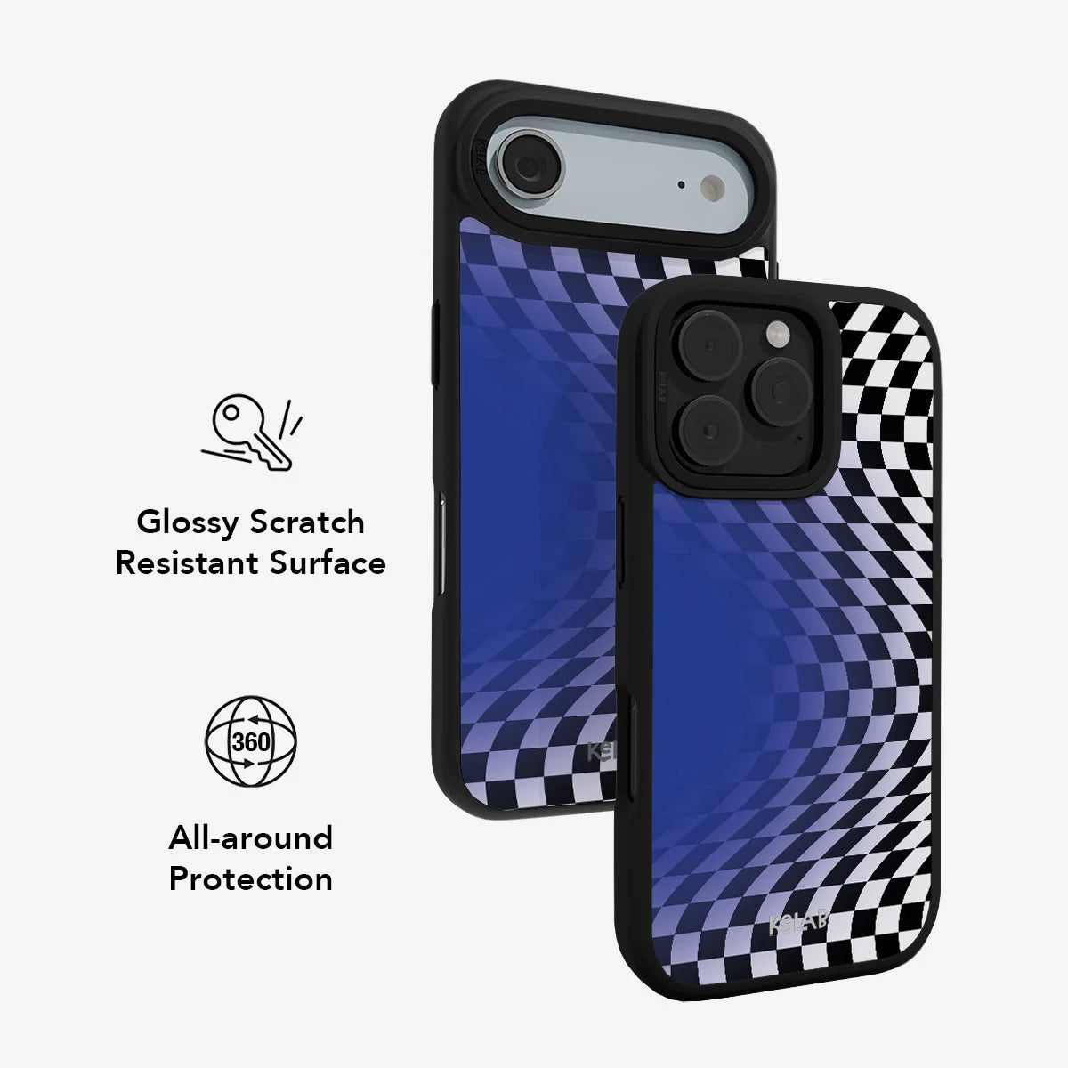 Blue Illusion | Checkered iPhone Case