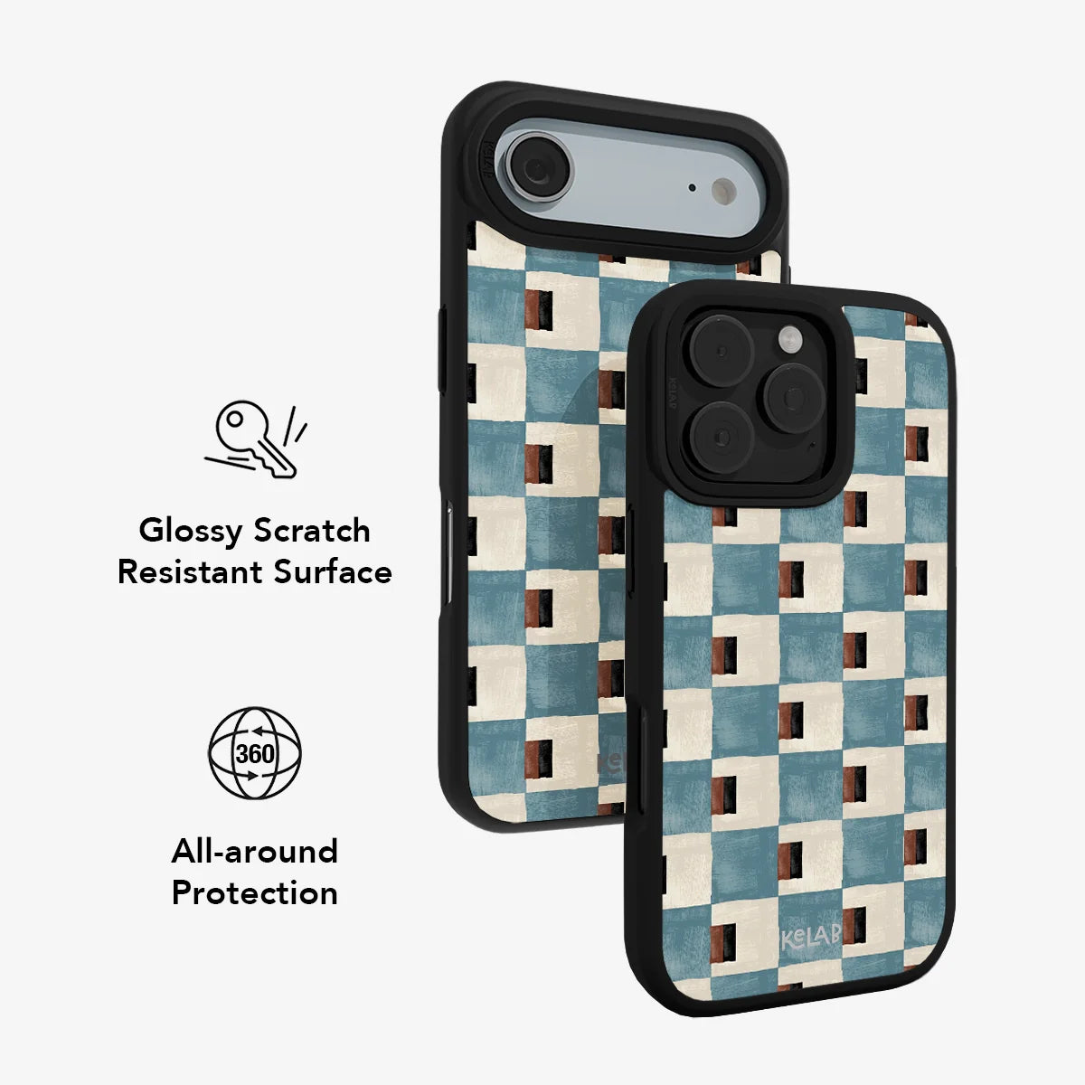 Terra Teal | Blue Checkered iPhone Case
