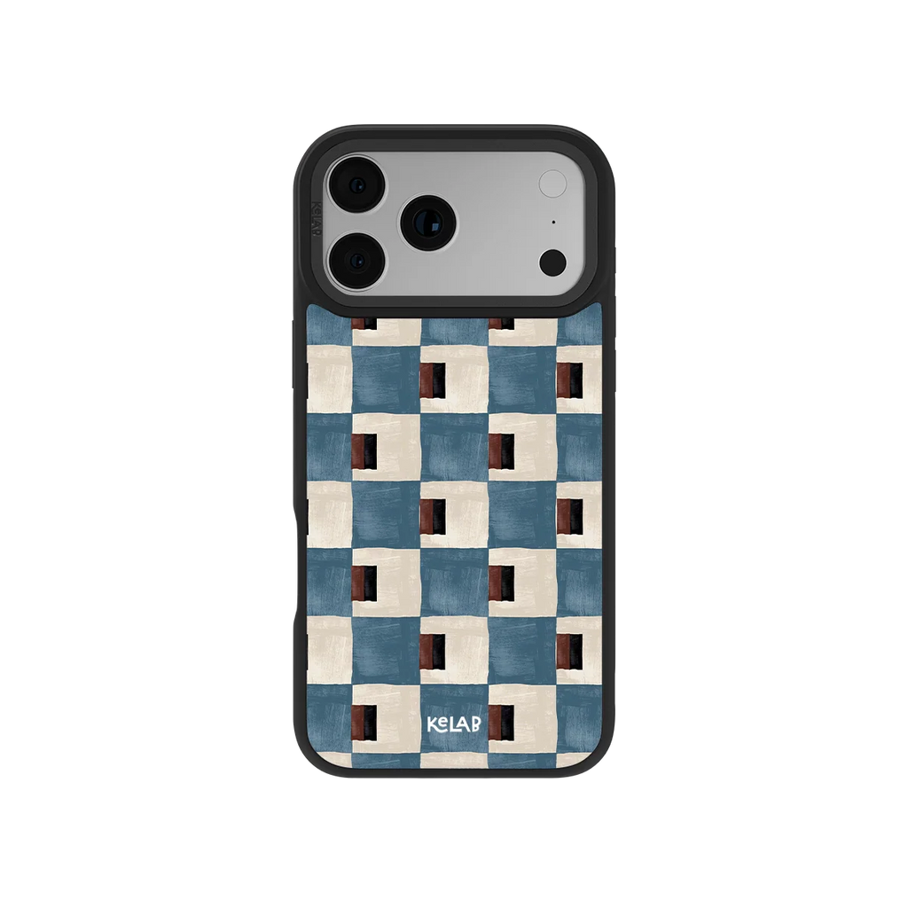 Terra Teal | Blue Checkered iPhone Case