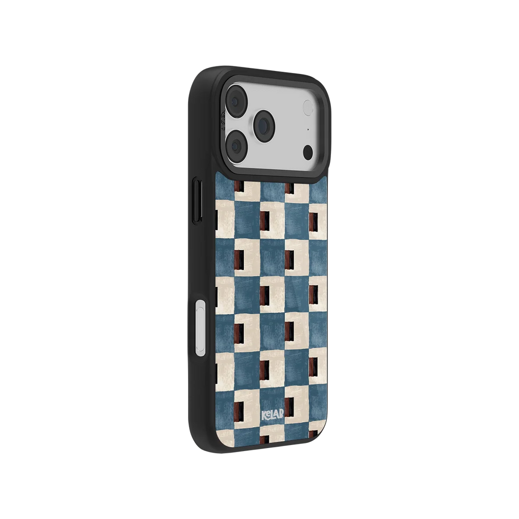 Terra Teal | Blue Checkered iPhone Case