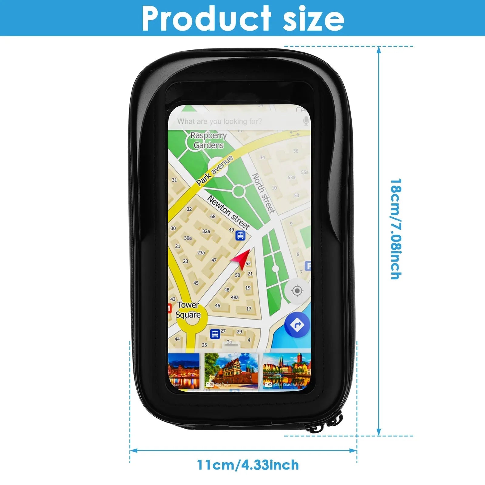 360° Rotatable Bike Phone Holder Bag | Waterproof Handlebar Mount with Touchscreen and Sunshade