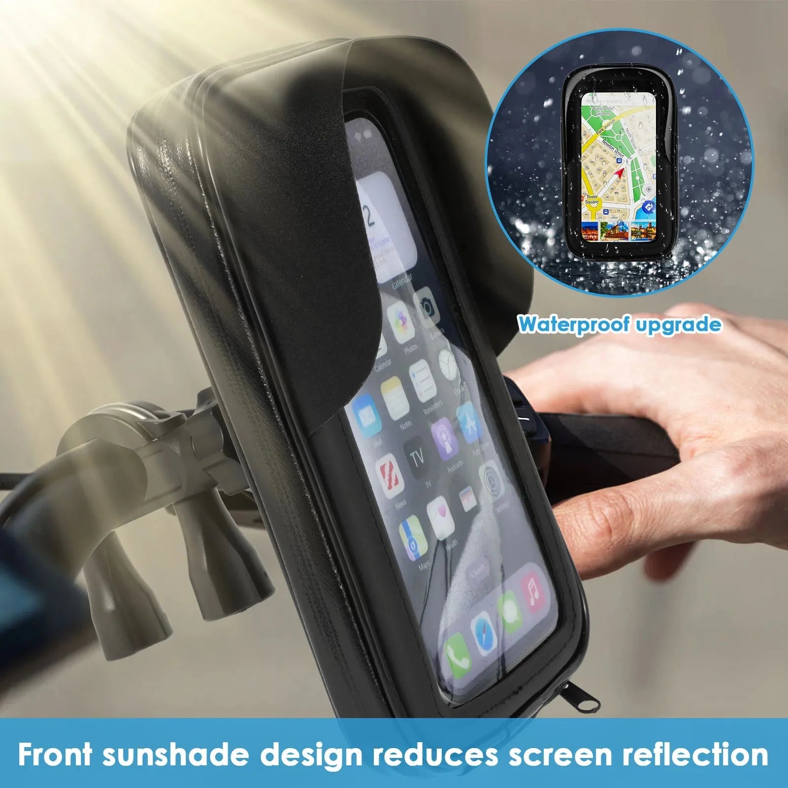 360° Rotatable Bike Phone Holder Bag | Waterproof Handlebar Mount with Touchscreen and Sunshade