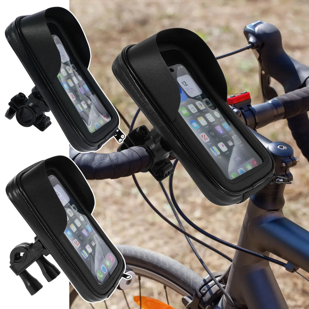 360° Rotatable Bike Phone Holder Bag | Waterproof Handlebar Mount with Touchscreen and Sunshade
