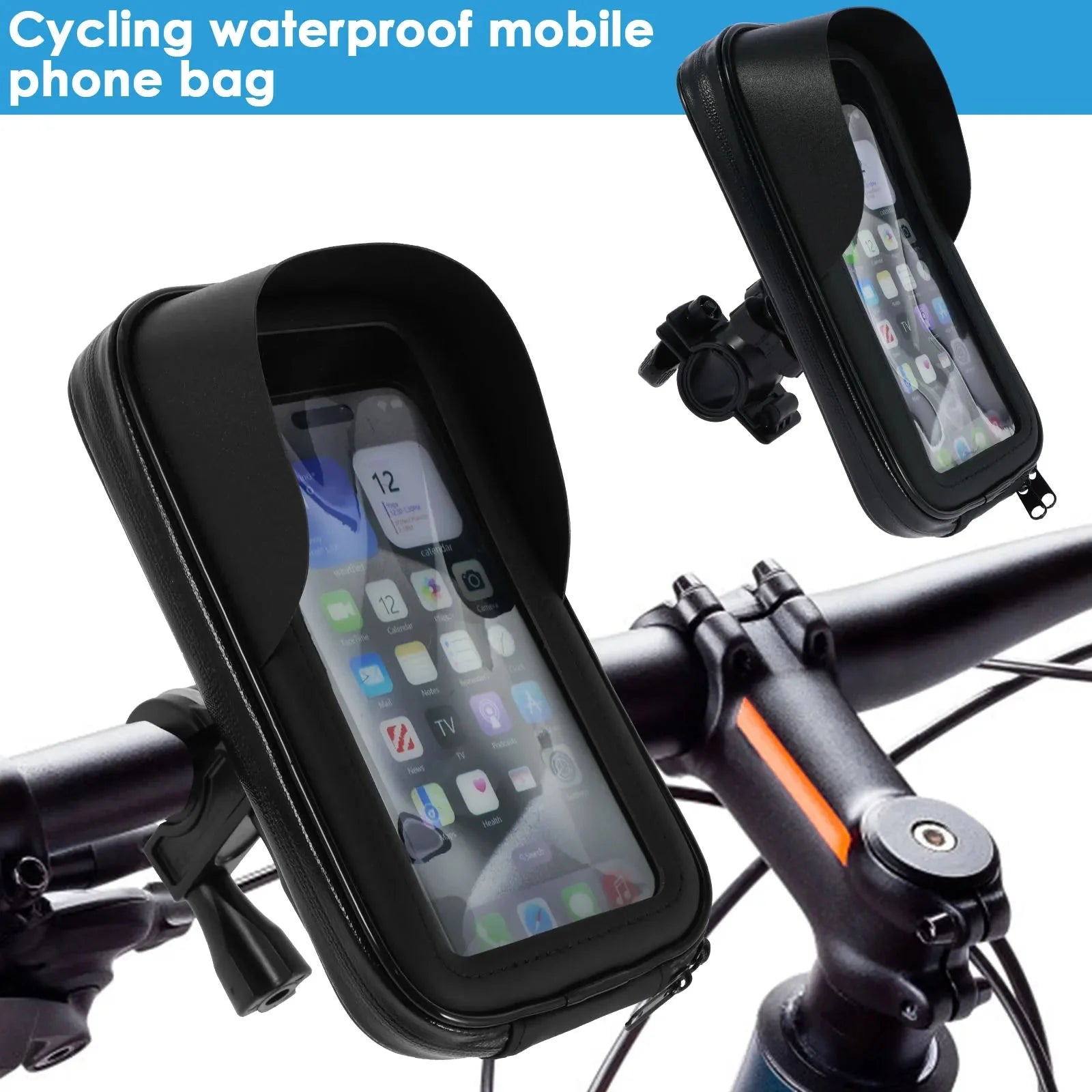 360° Rotatable Bike Phone Holder Bag | Waterproof Handlebar Mount with Touchscreen and Sunshade