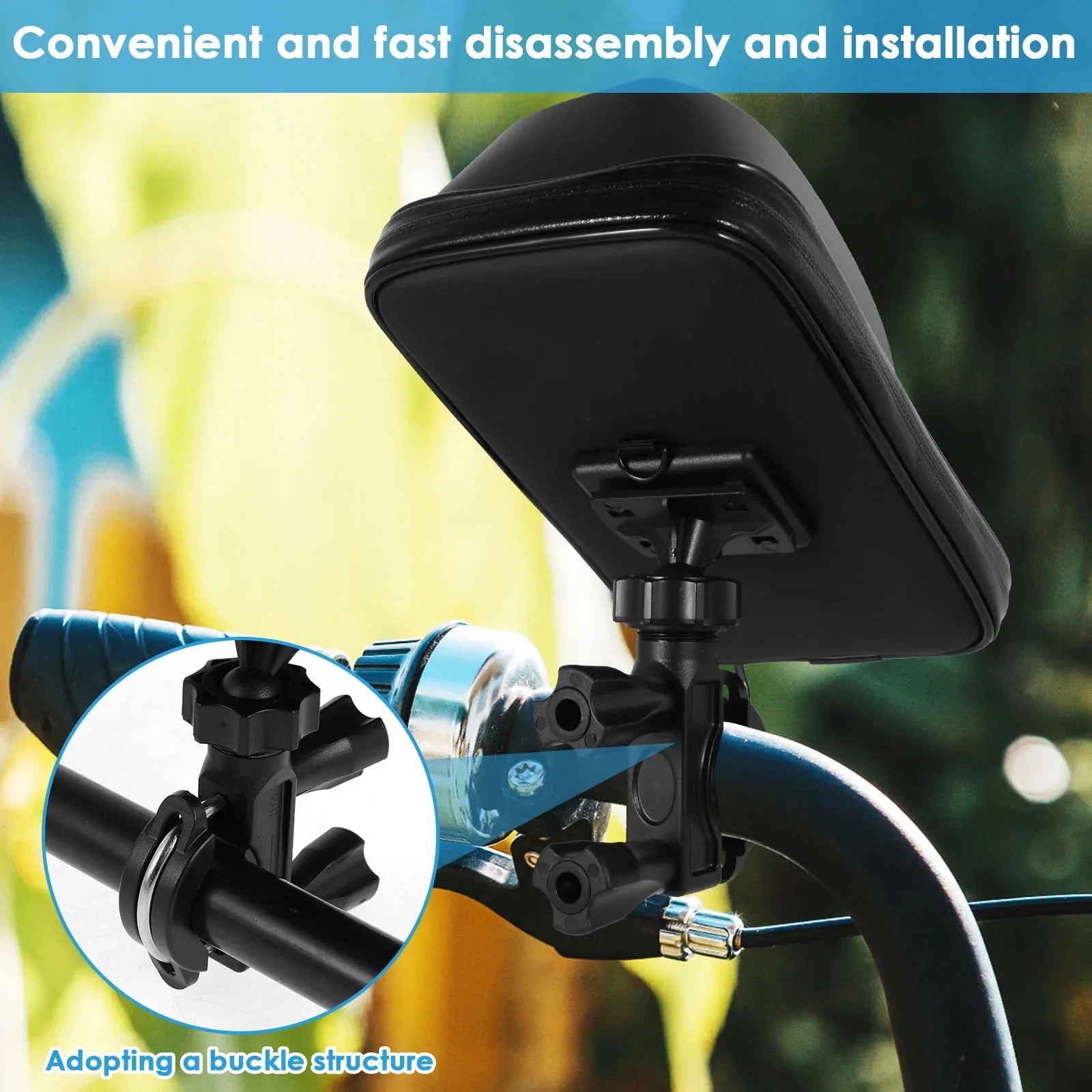 360° Rotatable Bike Phone Holder Bag | Waterproof Handlebar Mount with Touchscreen and Sunshade