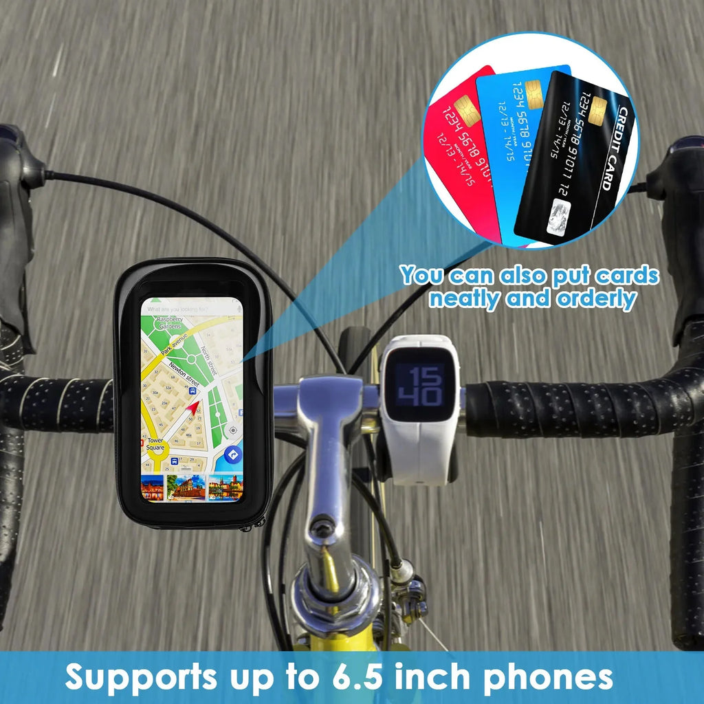 360° Rotatable Bike Phone Holder Bag | Waterproof Handlebar Mount with Touchscreen and Sunshade
