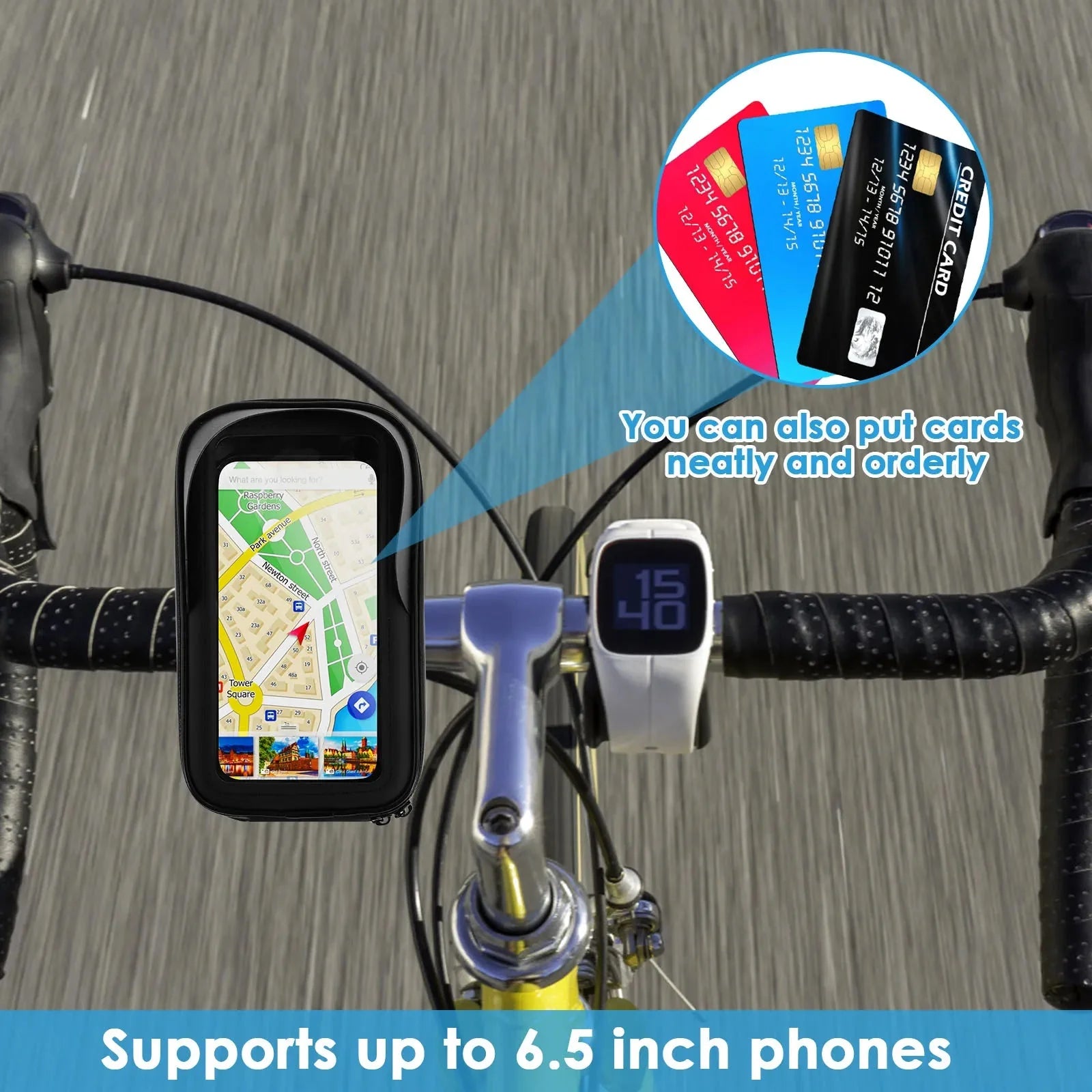 360° Rotatable Bike Phone Holder Bag | Waterproof Handlebar Mount with Touchscreen and Sunshade
