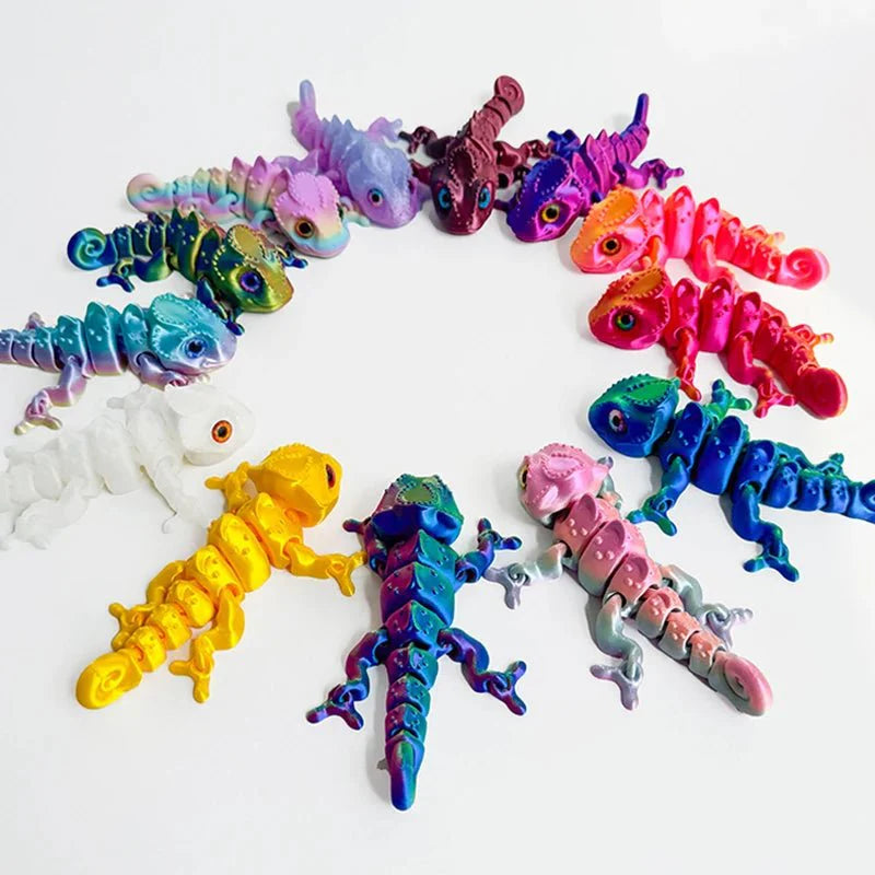 3D Printing Chameleon & Dragon Ornament | Multi-Joint Movable Colorful Desk and Home Decoration