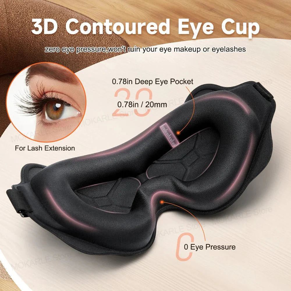 3D Contoured Sleep Mask | Breathable Light-Blocking Eyeshade for Travel