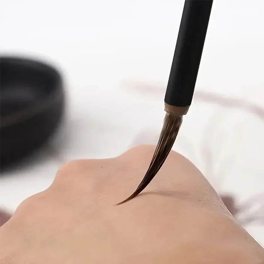 6-Piece Chinese Calligraphy Brush Set | Traditional Weasel, Mouse Whisker, and Stone Badger Hair Painting Pens with Bamboo Handles