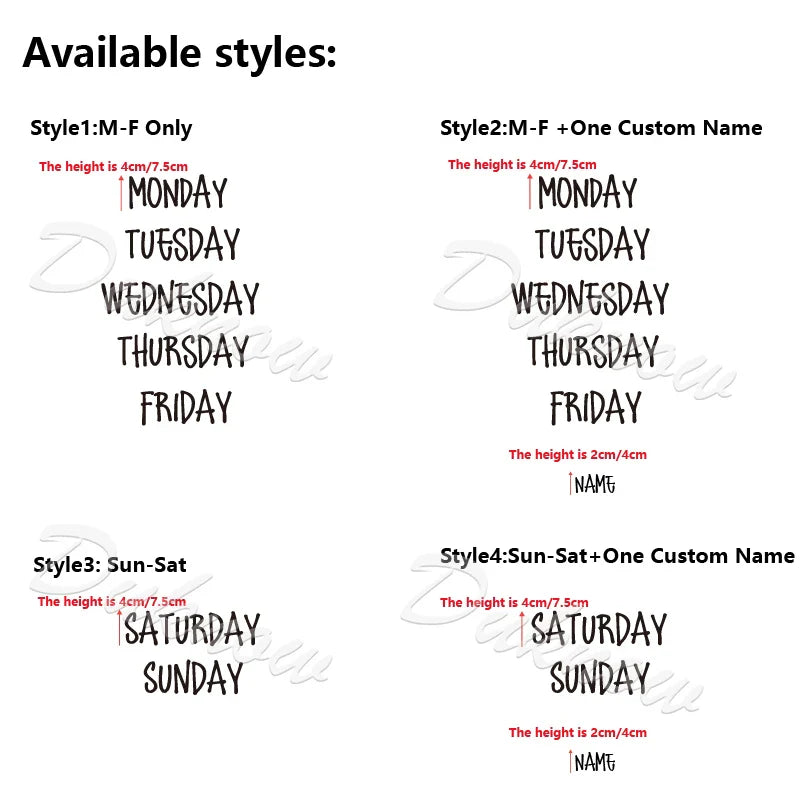 Days of the Week Labels | Personalized Vinyl Decals for Drawer and Storage Organization