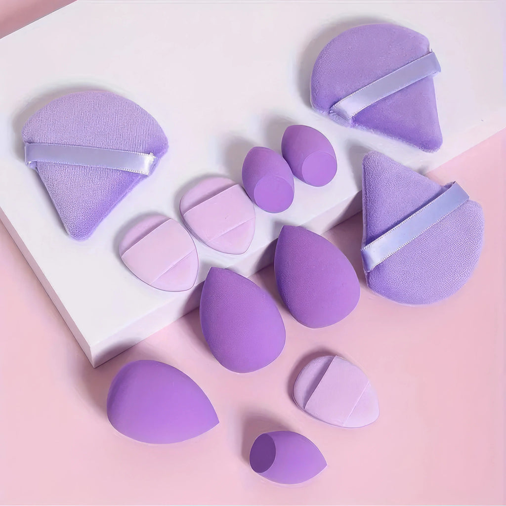 1 Set of Beauty Egg Set, Dark Purple | Dry and Wet Makeup Sponge for Contour and Foundation