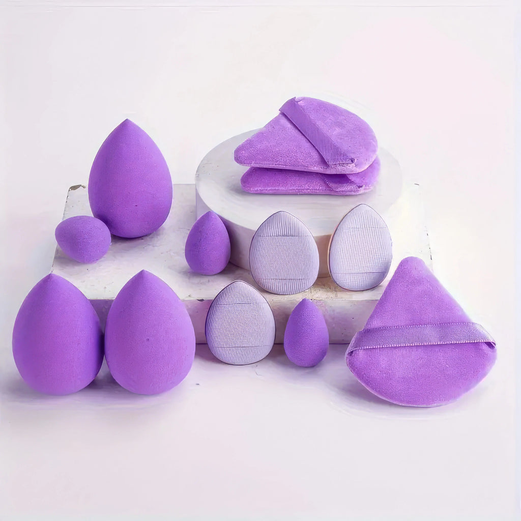 1 Set of Beauty Egg Set, Dark Purple | Dry and Wet Makeup Sponge for Contour and Foundation