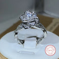 925 Sterling Silver Intertwined Rose Ring | White Zircon Cocktail Jewelry