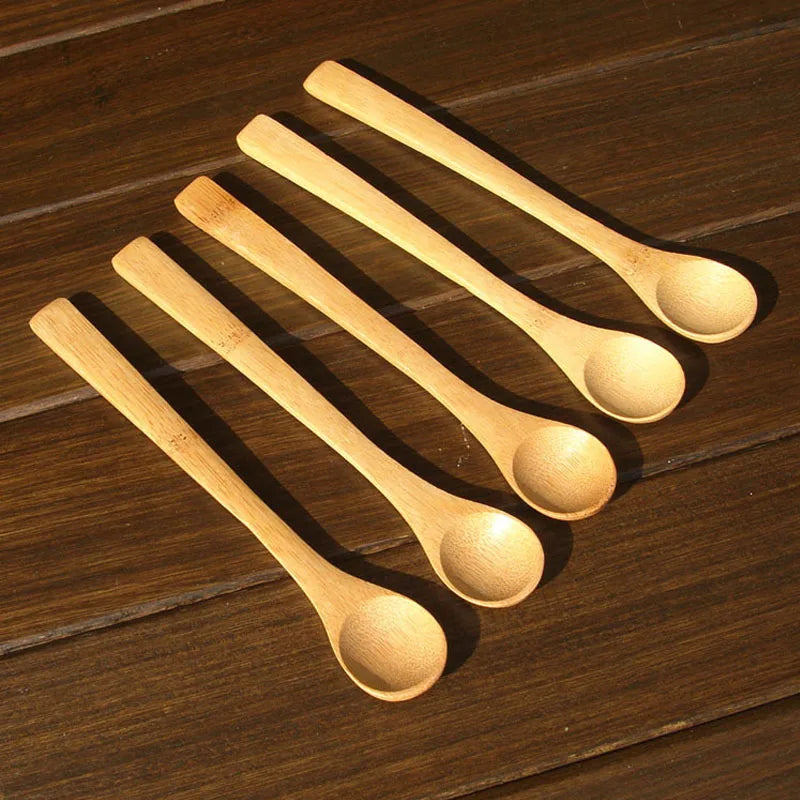 10 Piece Wooden Honey Spoon Set | Eco Friendly Bamboo Kitchen Condiment Scoop