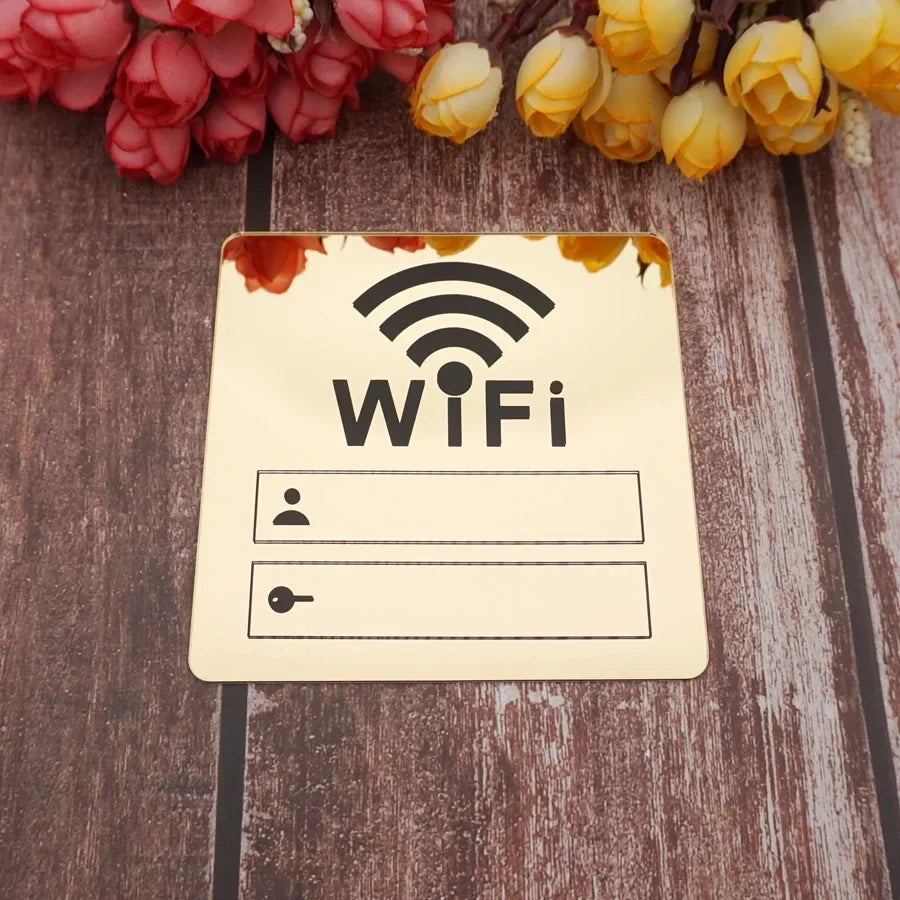 Acrylic Mirror WiFi Sign Sticker | Handwrite Account & Password Notice Board