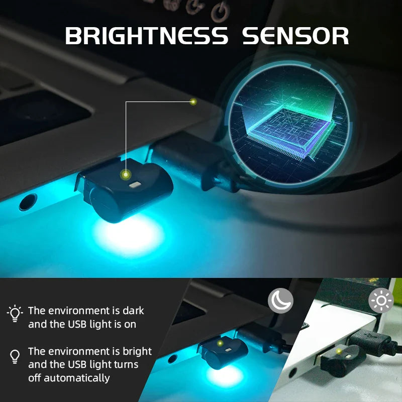 Mini USB LED Car Interior Atmosphere Light | RGB Decorative Lamp for Auto