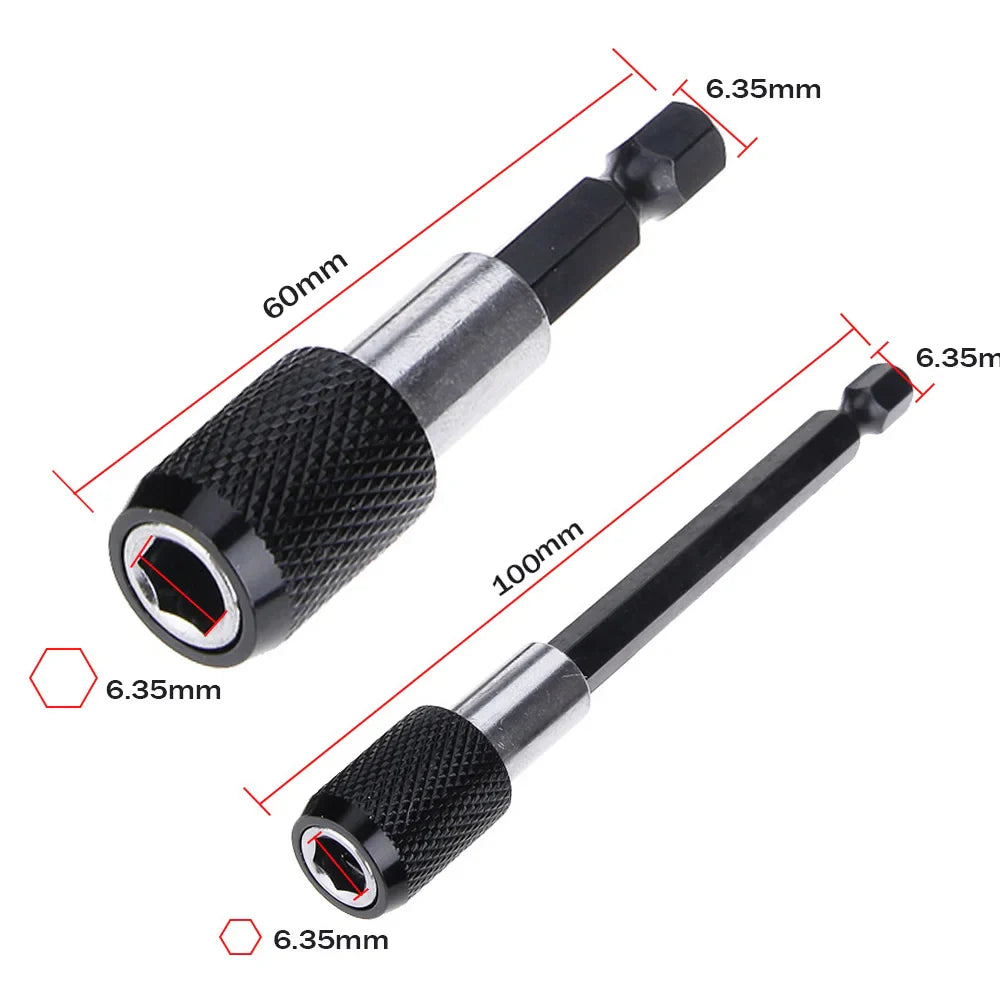 1/4 Inch Hex Shank Quick Release Screwdriver Bit Holder Extension Bar | 60mm 100mm 150mm