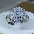Exquisite Square Zircon Claw Setting Ring | 925 Sterling Silver Fashion Jewelry