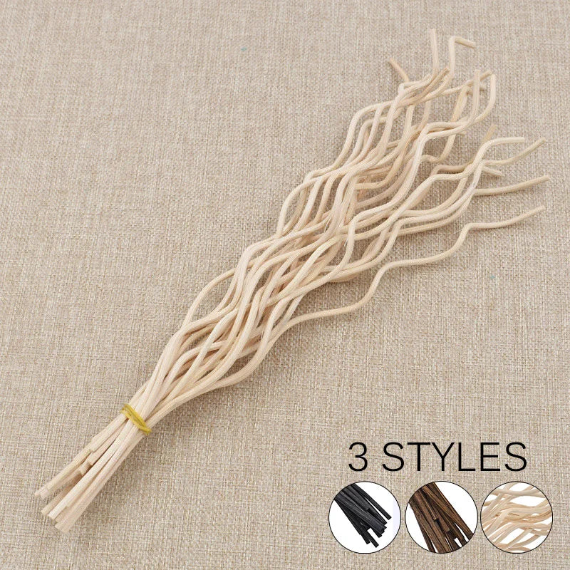 20Pcs Long Wavy Rattan Diffuser Sticks | Natural Reed Refills for Home Fragrance
