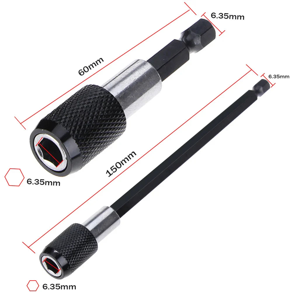1/4 Inch Hex Shank Quick Release Screwdriver Bit Holder Extension Bar | 60mm 100mm 150mm