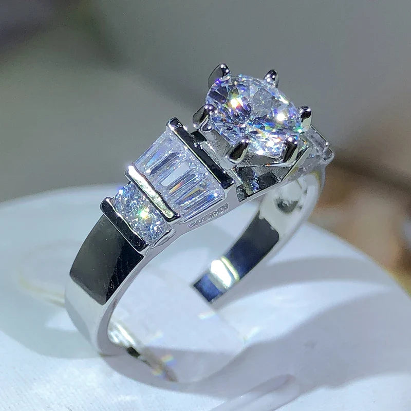 925 Sterling Silver Zircon Engagement Ring | Classic Cocktail Jewelry for Women