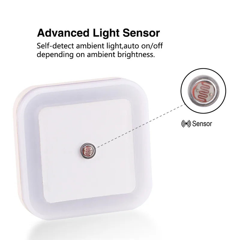 Mini Square LED Night Light | Light Sensor Plug-in for Baby Room