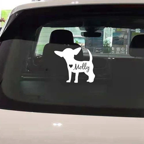 Custom Chihuahua Dog Name Decal | Personalized Vinyl Sticker for Car Window Laptop