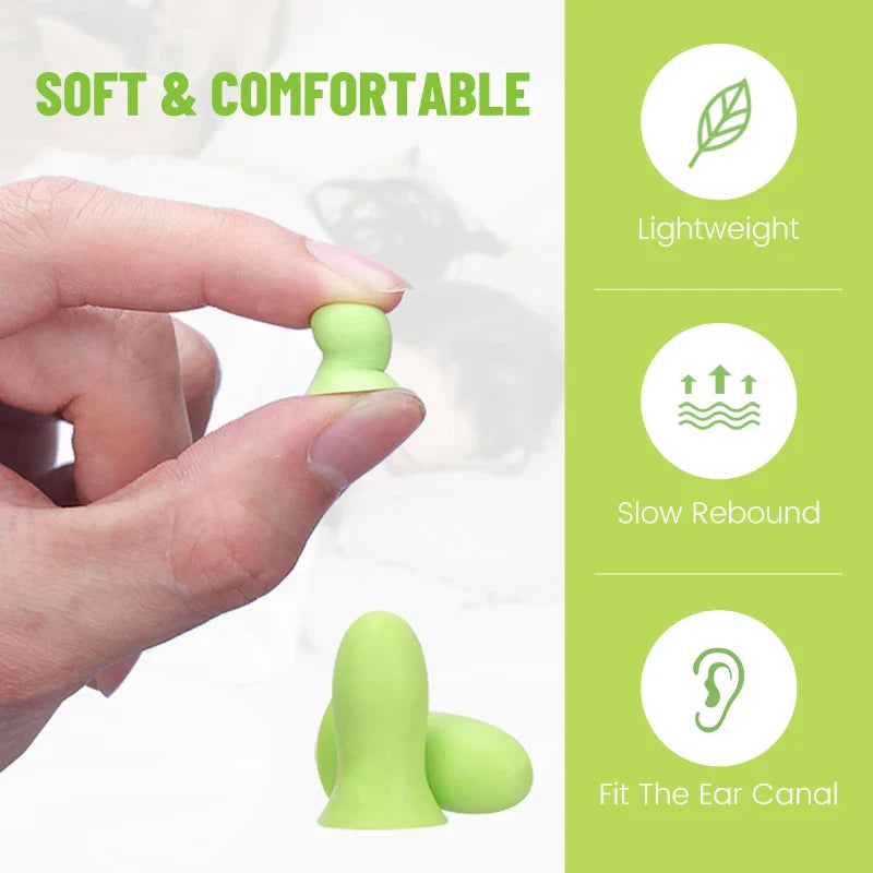 Slow Rebound Sponge Earplugs | Soft Lightweight Ear Plugs for Sleeping and Noise Reduction, Ideal for Small Ear Canals