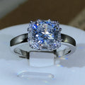 Four-Claw 925 Silver Square Zircon Engagement Ring | Classic Wedding Jewelry for Women