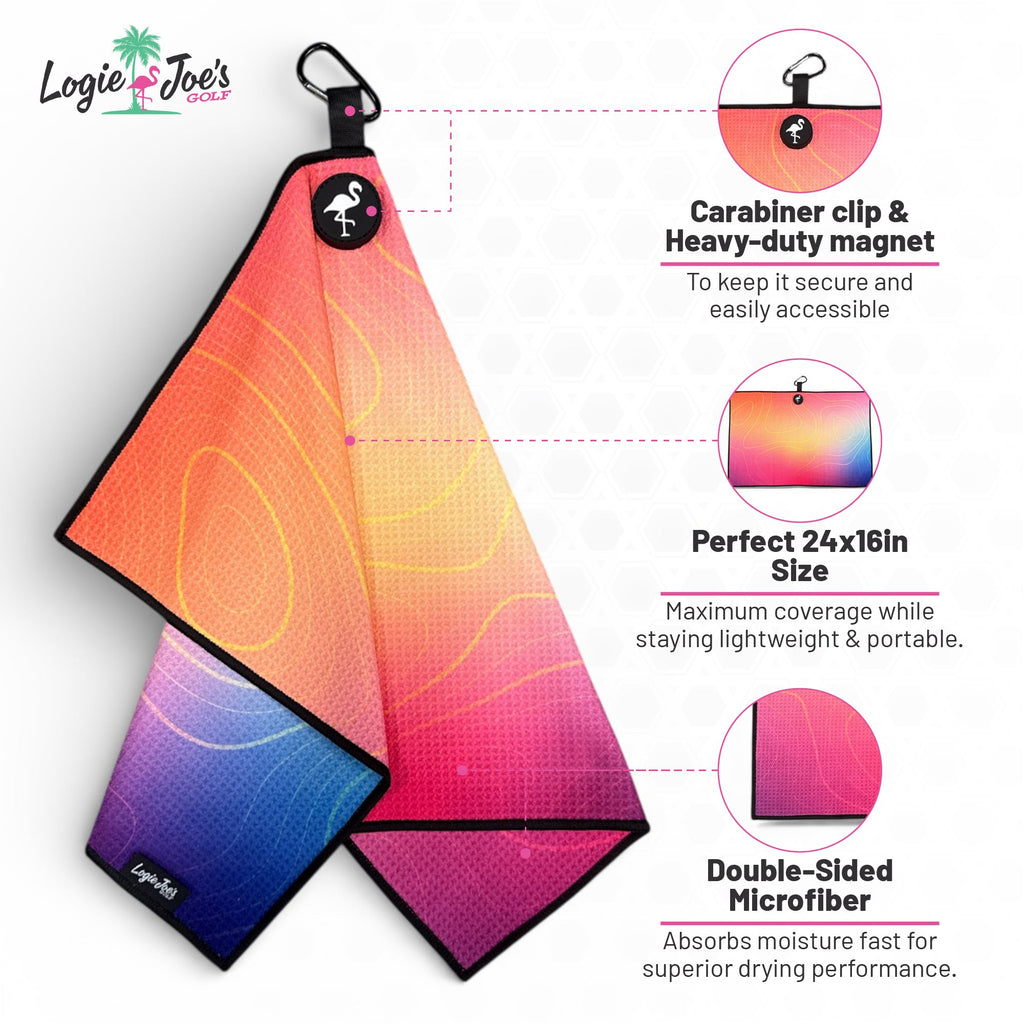 Wild Wild West Golf Towel | 24” x 16” Microfiber Towel | Magnetic Clip & Carabiner | Premium Golf Accessory