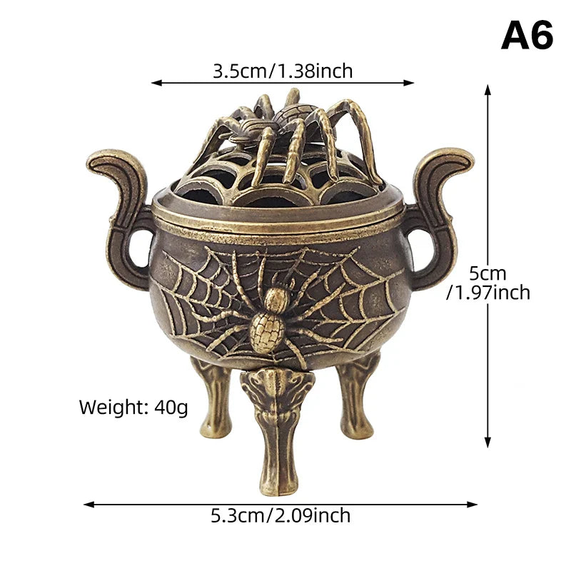 Alloy Lucky Incense Burner Bowl Incense Holder With Handle | Ancient Style Yoga Meditation Home Office Decor