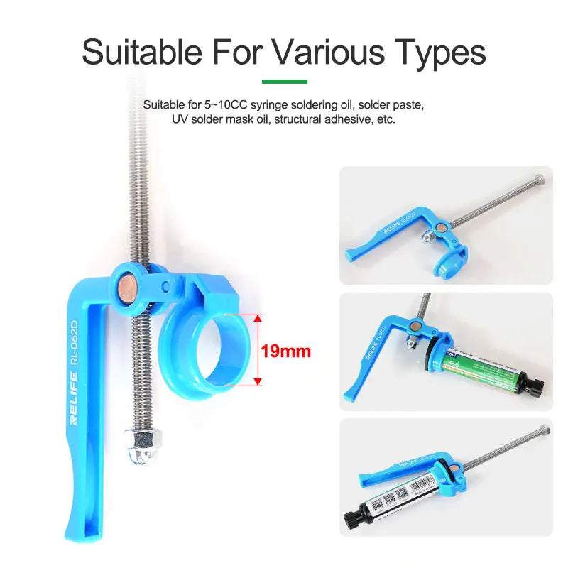 RELIFE 5CC~10CC Manual Rosin Flux Barrel Extruder | Labor-Saving Glue Gun for Syringe