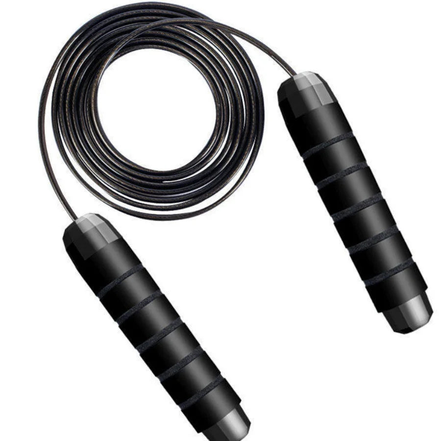 Black PVC Jump Rope with Patented Steel Wire | Fitness Cardio Training