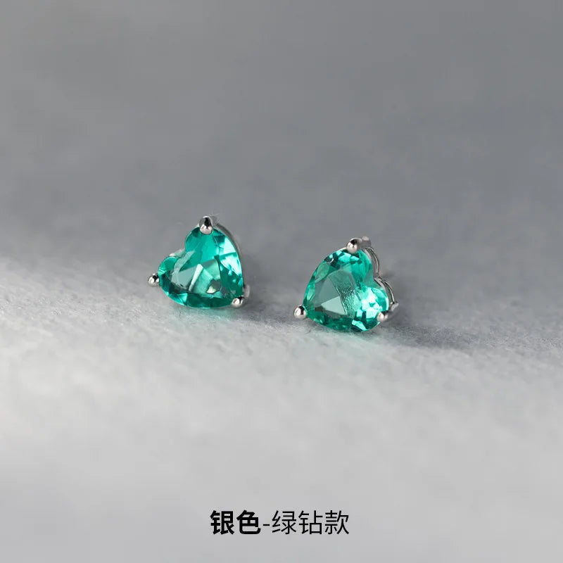 925 Sterling Silver Heart Zircon Stud Earrings | Luxury Jewelry for Women