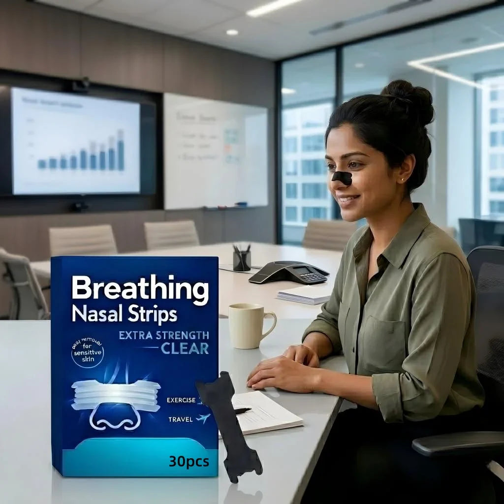 30 Pcs Upgraded Black Anti-Snore Strips | Breathable All-Night Comfort Nose Patches