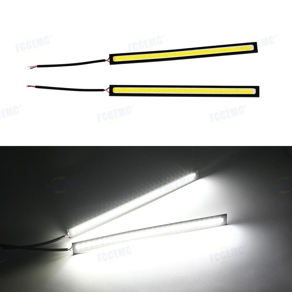 2pcs Ultra Thin LED Car COB Daytime Running Lights | Waterproof 12V Ambient Lamp Bar