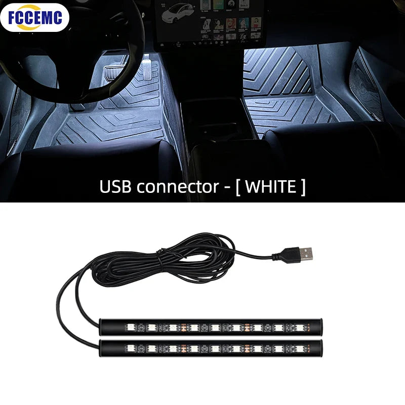 12V Car Interior Ambient Mood Light | 9 LED USB Atmosphere Lamp for Auto