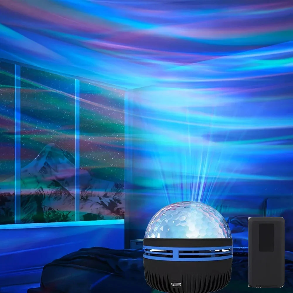 Aurora Borealis Starry Sky Projector | USB Night Light with Remote Control
