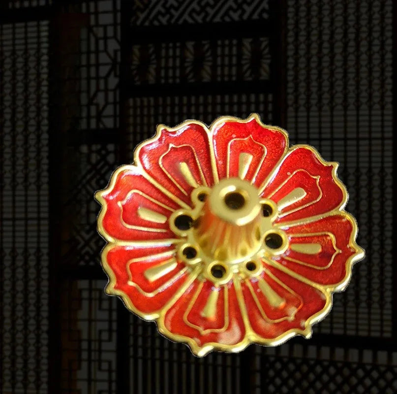 1 Pcs 9-Hole Copper Incense Holder Mini Lotus Flower Incense Sticks Burner Cones Censer Teahouse Home Decoration Accessories