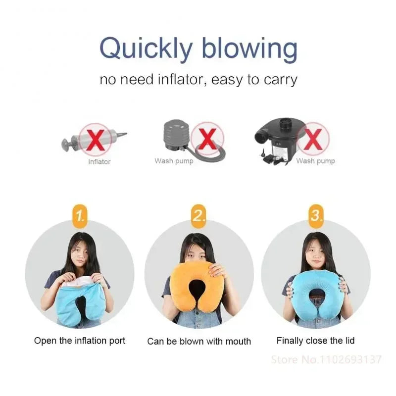 Inflatable Travel Neck Pillow | U-Shaped Support for Car, Plane, and Office