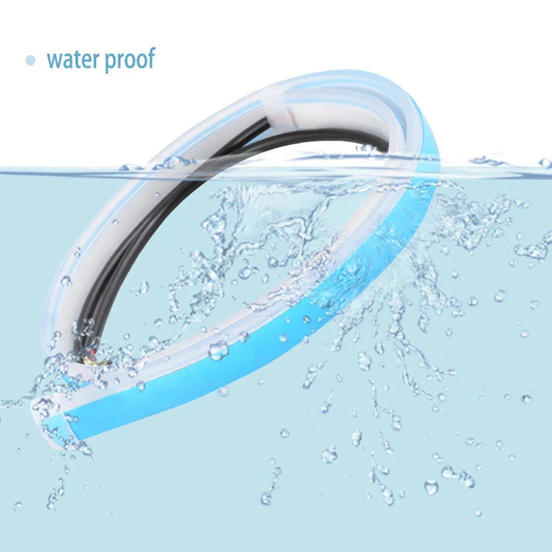 12V LED Car Daytime Running Light | Flexible Waterproof Strip with Flowing Turn Signal