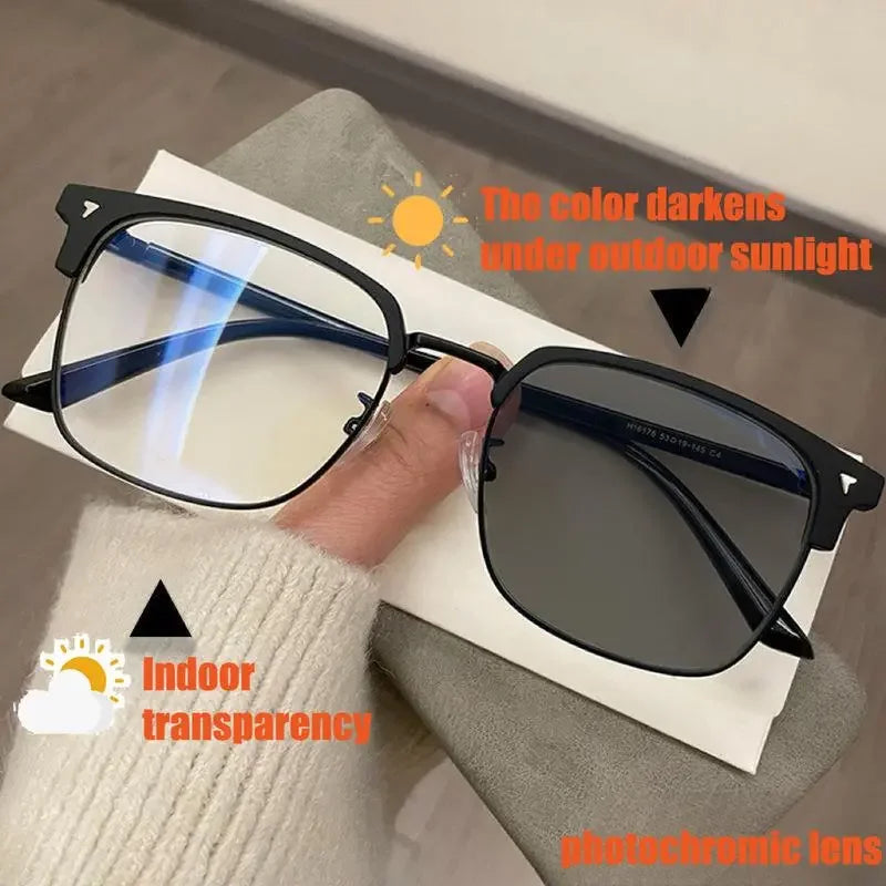 Ultra Light Square Photochromic Sunglasses | Replaceable Lens Eyewear for Men and Women
